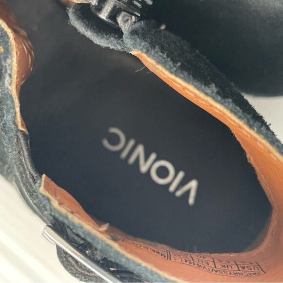 Vionic Chrysaa perforated design peep toe bootie decorative buckles side zip 8.5 - Picture 8 of 9